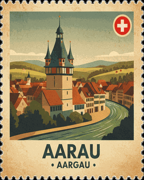 Aarau vintage travel stamp