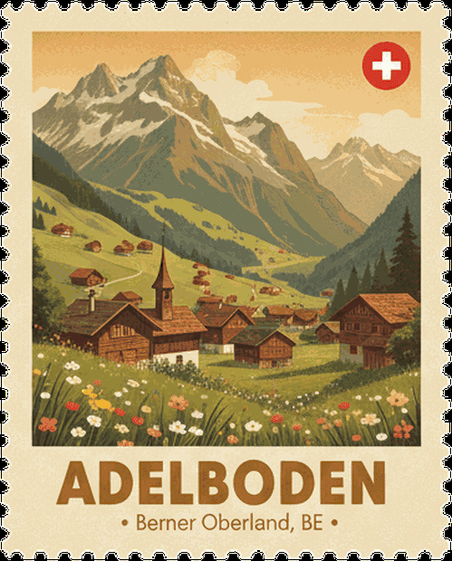Adelboden vintage travel stamp