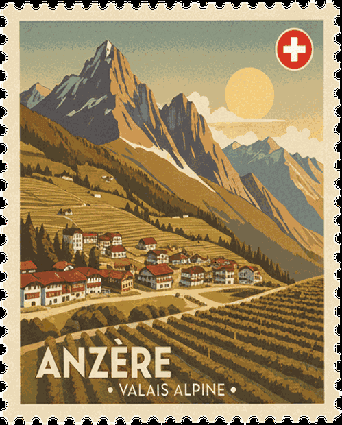 Aletsch Arena vintage travel stamp