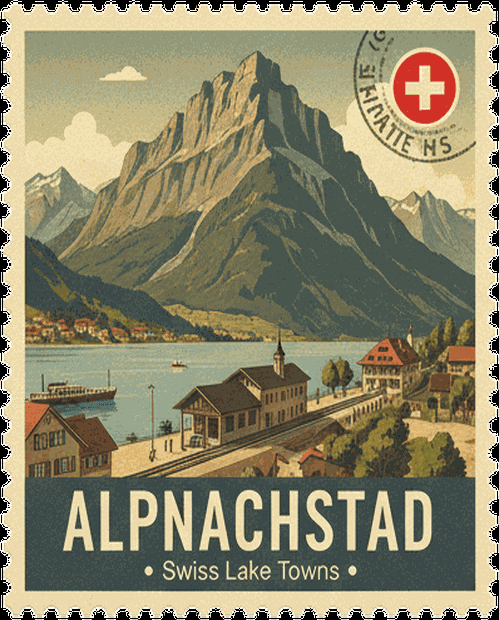 Alpnachstad vintage travel stamp