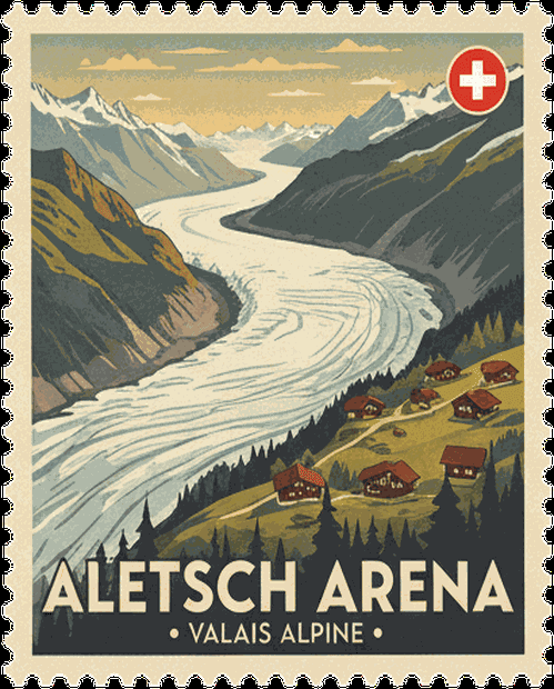 Anzère vintage travel stamp