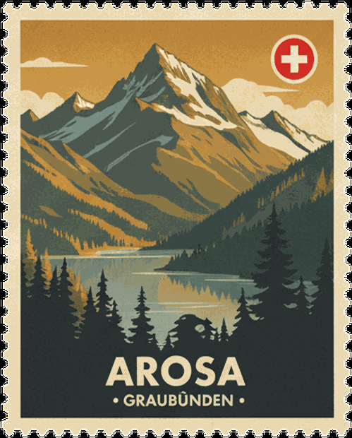 Arosa vintage travel stamp