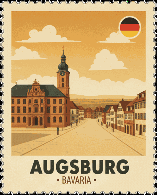 Augsburg vintage travel stamp