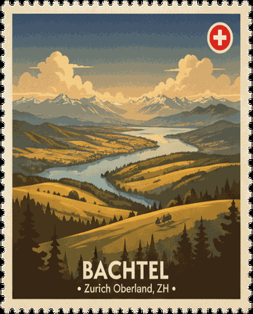 Bachtel vintage travel stamp