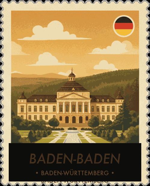 Baden-Baden vintage travel stamp