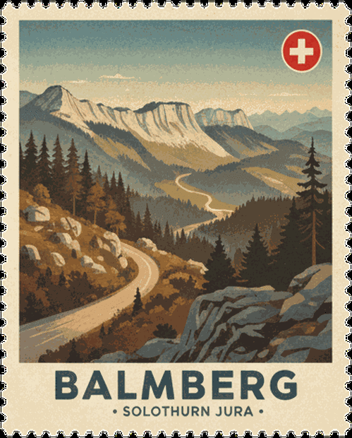 Balmberg vintage travel stamp