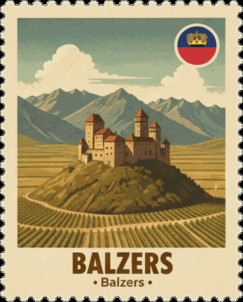 Balzers vintage travel stamp