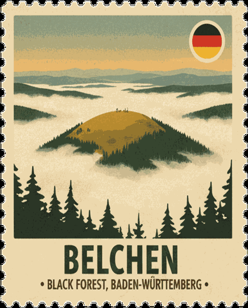Belchen vintage travel stamp