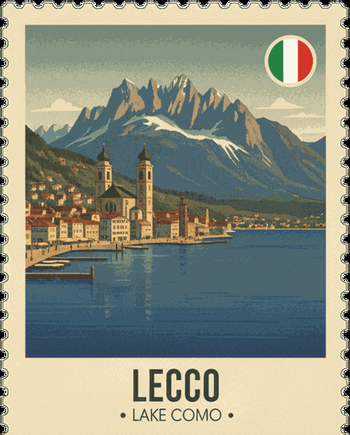Bellagio vintage travel stamp