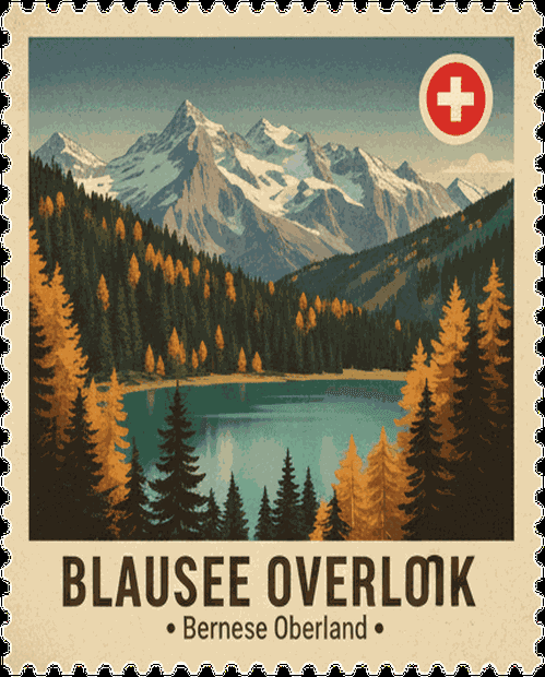 Blausee Overlook vintage travel stamp