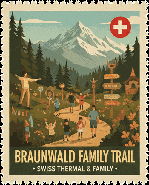 Braunwald Family Trail vintage travel stamp