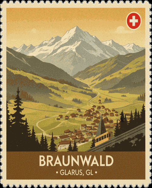 Braunwald vintage travel stamp