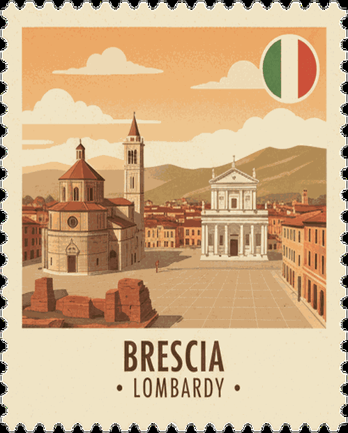 Brescia vintage travel stamp