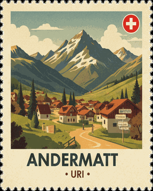 Brig vintage travel stamp