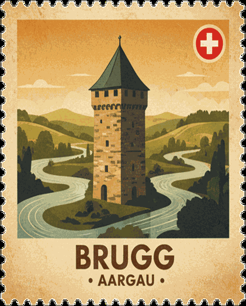 Brugg vintage travel stamp