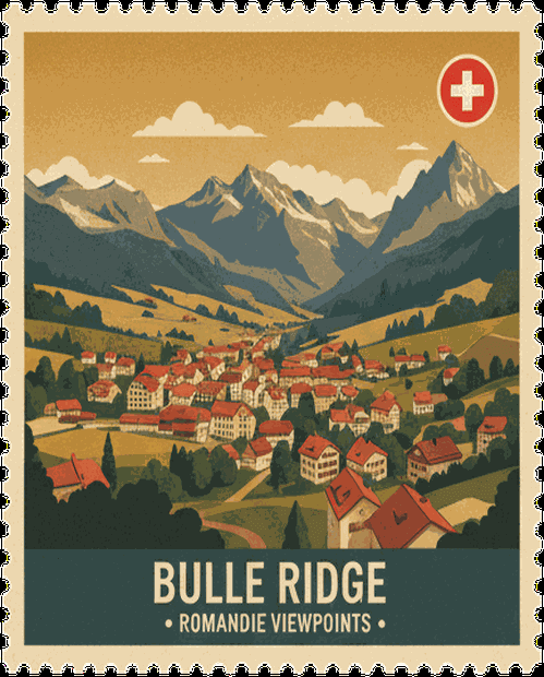 Bulle Ridge vintage travel stamp