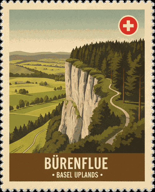 Bürenflue vintage travel stamp