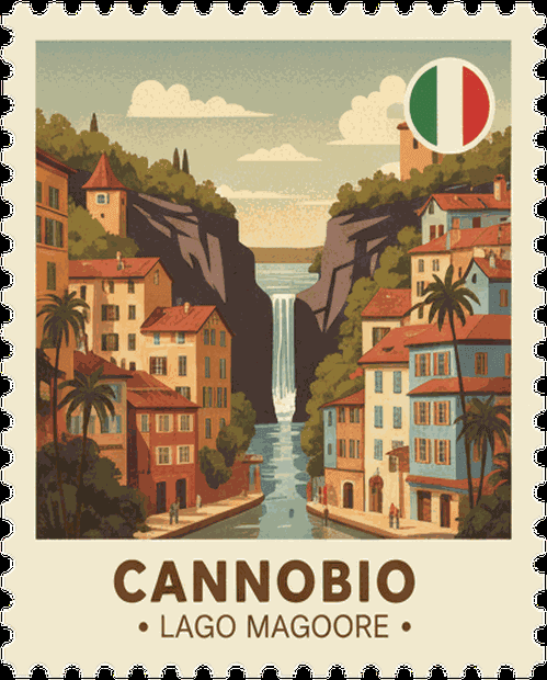 Cannobio vintage travel stamp