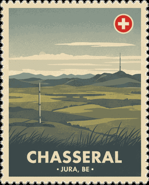 Chasseral vintage travel stamp