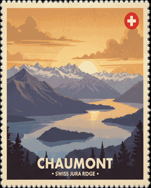Chaumont vintage travel stamp