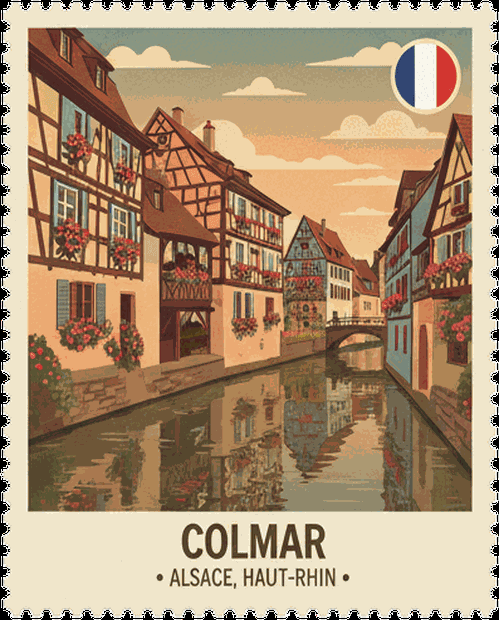 Colmar vintage travel stamp