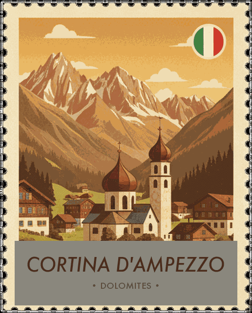 Cortina d'Ampezzo vintage travel stamp