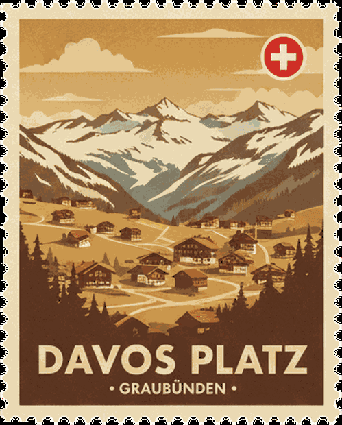 Davos Platz vintage travel stamp