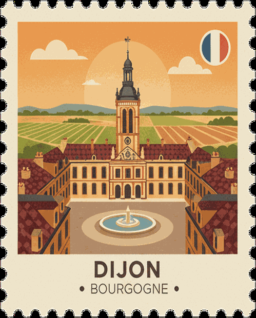 Dijon vintage travel stamp