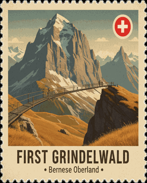 First Grindelwald vintage travel stamp