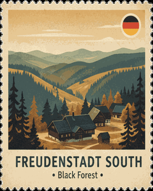 Freudenstadt South vintage travel stamp