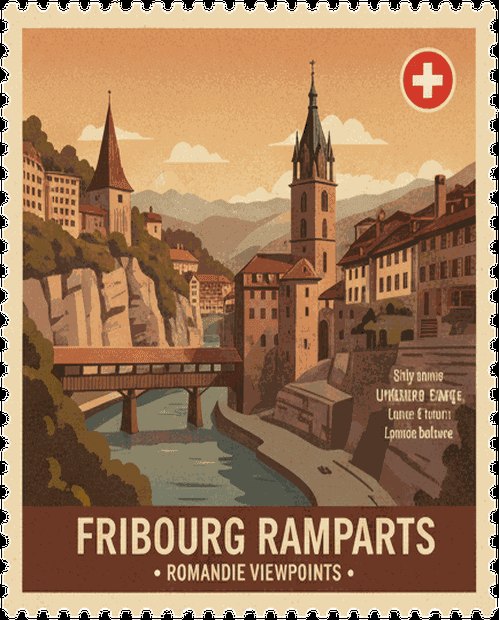 Fribourg Ramparts stamp