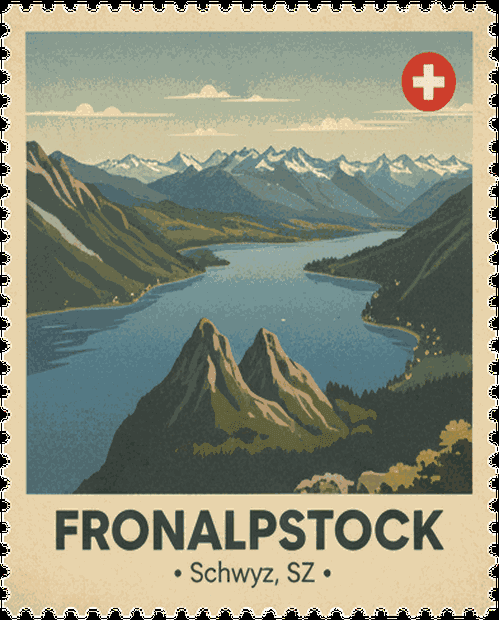 Fronalpstock vintage travel stamp