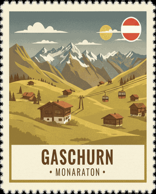 Gaschurn vintage travel stamp