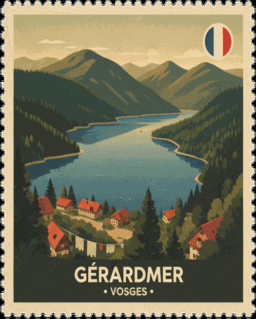 Gérardmer vintage travel stamp
