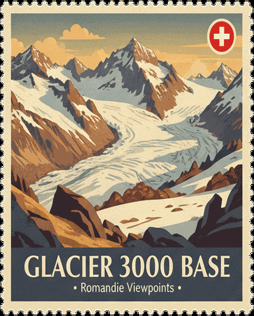 Glacier 3000 Base vintage travel stamp