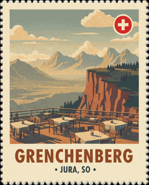 Grenchenberg vintage travel stamp