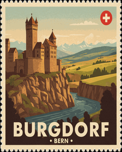 Gurnigel vintage travel stamp