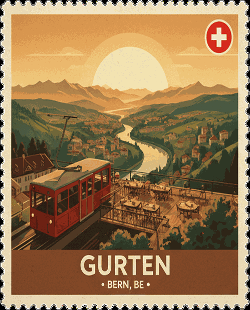 Gurten vintage travel stamp