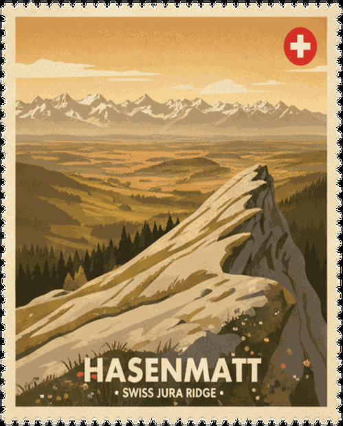 Hasenmatt vintage travel stamp