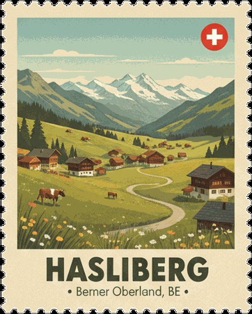 Hasliberg vintage travel stamp