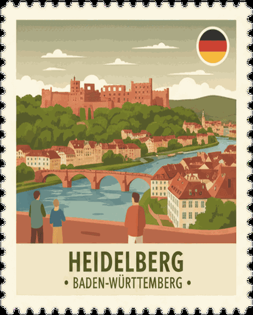 Heidelberg vintage travel stamp