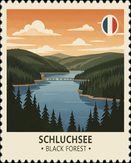 Hochschwarzwald Panorama vintage travel stamp