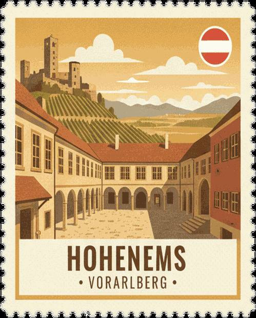 Hohenems vintage travel stamp