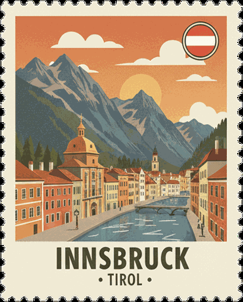 Innsbruck vintage travel stamp