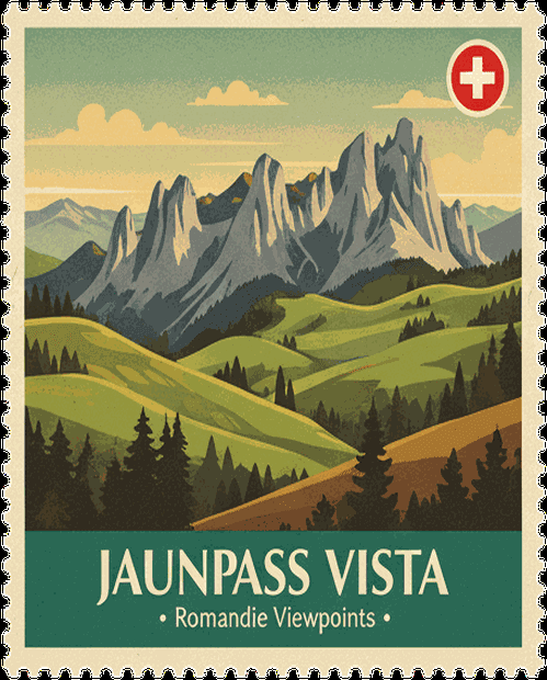 Jaunpass Vista vintage travel stamp