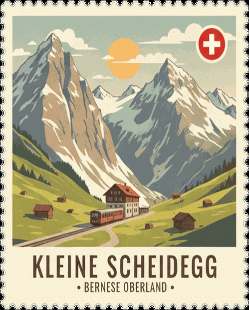 Kleine Scheidegg vintage travel stamp
