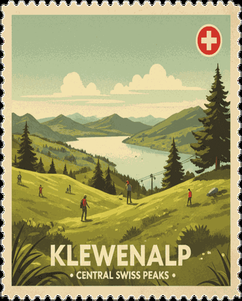 Klewenalp vintage travel stamp