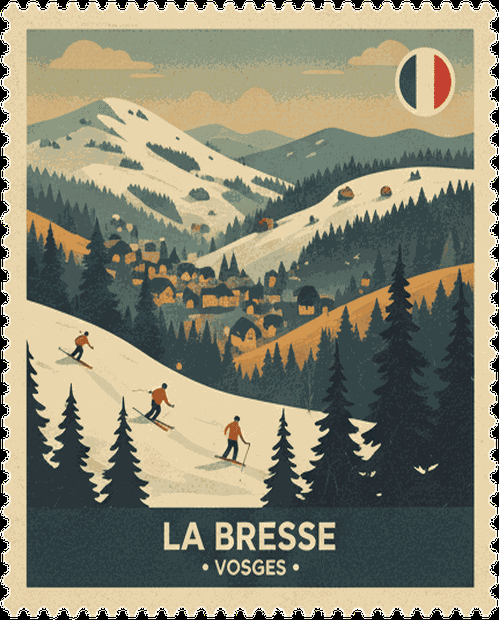 La Bresse vintage travel stamp