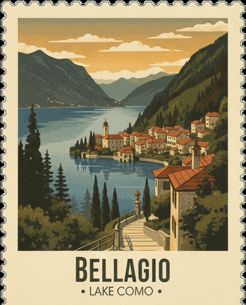 Lecco vintage travel stamp