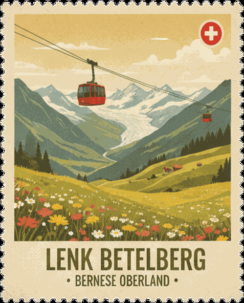Lenk Betelberg vintage travel stamp